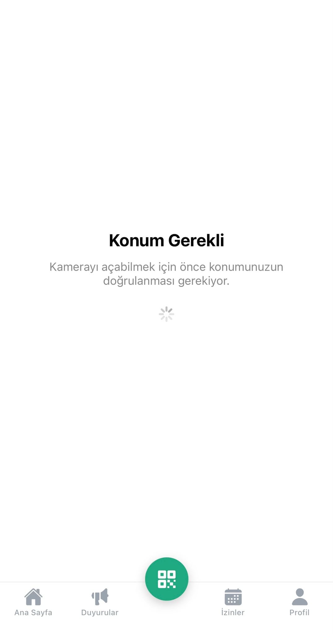 Konum doğrulama gerekli ekranı